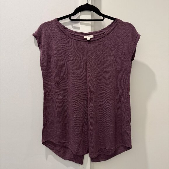 NEW Aritzia Wilfred Purple Anvers T shirt Split Back Cotton Tee Capsleeve Top XS - Picture 9 of 14